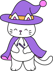 Halloween Cute cat wearing a witch costume