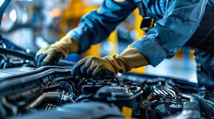 A Mechanic Fixes The Car Engine