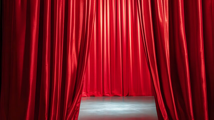 Fototapeta premium Realistic illustration of red theatre curtain. Stage With Red Curtain 