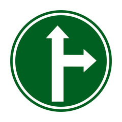 Green Icon for Roads and Directions | Compulsory Ahead or Right Sign Directional Arrow | Down Direction Turning Traffic Sign Isolated SVG