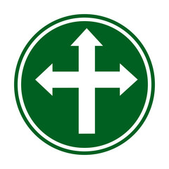Obraz premium Green Icon for Roads and Directions | Way Direction Arrow Sign | Decision Icon | Way Multi Direction Road Sign