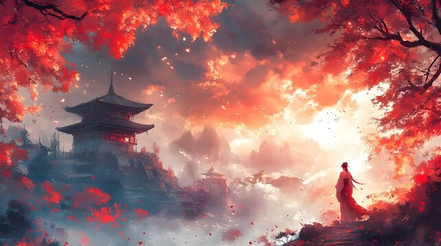 Radiant Shinto Sun Goddess Amaterasu Emerging from Sacred Cave with Brilliant Light