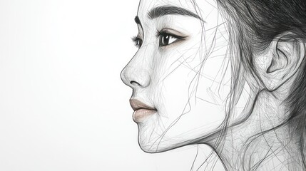 Line Art Portrait of a Woman's Face in Profile