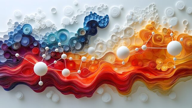Layered Paper Cut of a Vibrant Neurotransmitter Molecule Design