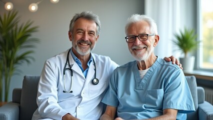 Doctor Patient Meeting in Clinic: Friendly Medical Consultation Between Senior Patient and Attentive Physician in Bright Office Setting