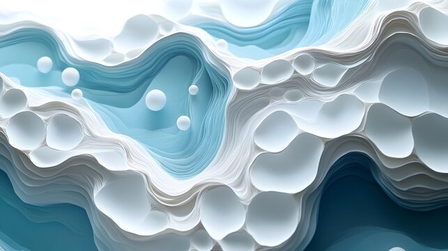 Serene Paper Cut Oxygen Molecule O2 with Layered Atoms and Soft Flowing Textures