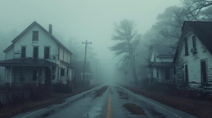 Fototapeta premium Foggy Road in Rural America