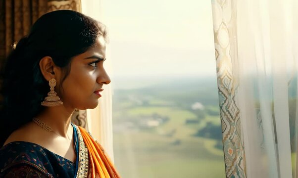 Pakistani Woman Contemplating Life by Window
