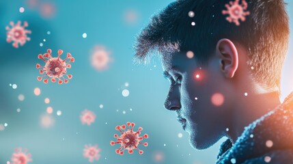 A person with a fever and chills, demonstrating the common symptoms associated with viral infections.