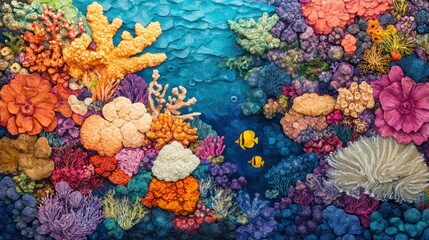 Obraz premium Colorful and Detailed Coral Reef with Fish