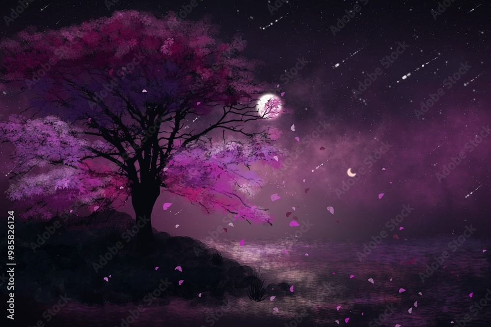 Canvas Prints moon and tree
