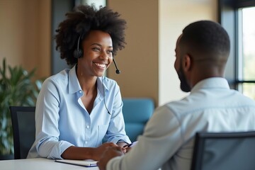 Obraz premium Job Interview in Modern Office: Professional Meeting Between Recruiter and Candidate