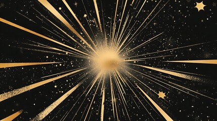 Obraz premium Glamorous Charcoal and Gold Comic Sparkle Burst - Modern Vector Illustration