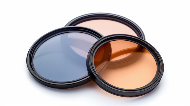 Telescope filters for enhancing contrast and reducing glare isolated on white background