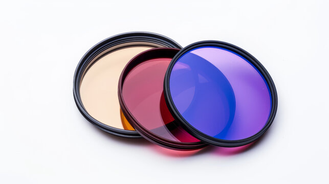 Telescope filters for enhancing contrast and reducing glare isolated on white background
