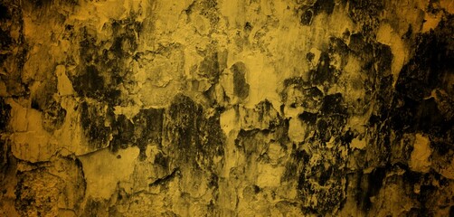 the long background of the wall is yellow, Rough blank wall painted by bright yellow paint as texture background or backdrop