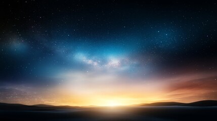 Fototapeta premium Nighttime horizon, starlit sky, scattered clouds, peaceful darkness.