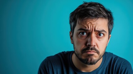 Obraz premium Intense Man Staring at Camera with Concerned Expression
