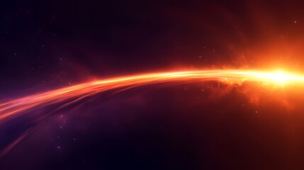 Celestial Ribbon of Orange and Purple Light in Dark Space