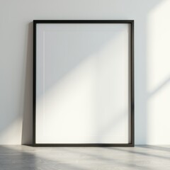 Mockup image poster frame close up and wood cabinet in cozy white interior background , frame classic, minimalistic, floral
