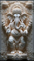 Fototapeta premium Intricately Layered 3D Digital Paper Sculpture of the Hindu God Ganesha