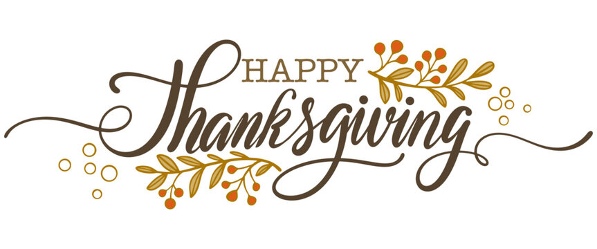 happy thanksgiving lettering calligraphy text brush vector Eps - Powered by Adobe
