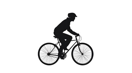 Obraz premium Vintage Silhouette of Bicycle Rider with Clipart Elements on White Background - Flat Vector Design