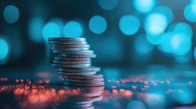 Cloud service expenses: A stack of coins, symbolizing the various costs associated with utilizing cloud-based services, such as storage, computing power, and networking.