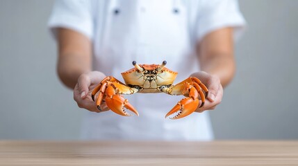 Ocean crab, claws extended, shellfish gourmet dish, seafood cooking.