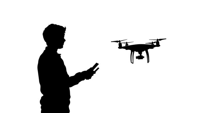 black silhouette drone operator clip art preview