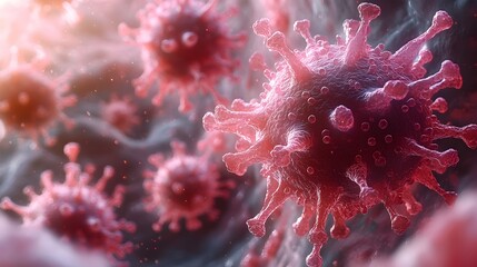 Powerful Immune Response Fighting Invading Virus in Digital Artwork