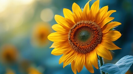 Fototapeta premium close-up of vibrant sunflower in full bloom a charming representation of natures beautybanner for concept use