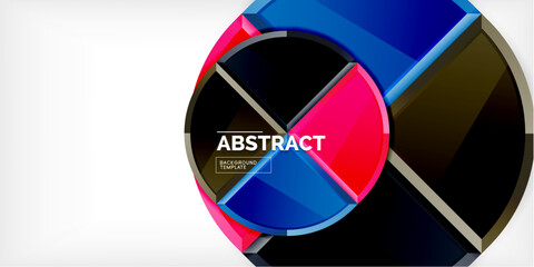 Abstract background - circles and round triangles with 3d effect. Vector Illustration For Wallpaper, Banner, Background, Card, Book Illustration, landing page