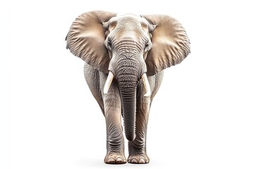 Obraz premium Elephant in the woods, solitary against a white backdrop. Generative Ai