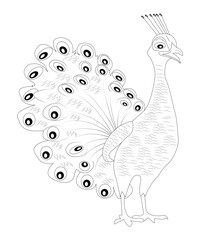 peacock coloring book page