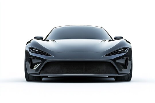 recommend clip art: Isolated full length front image of a future automobile on a white backdrop. Generative Ai