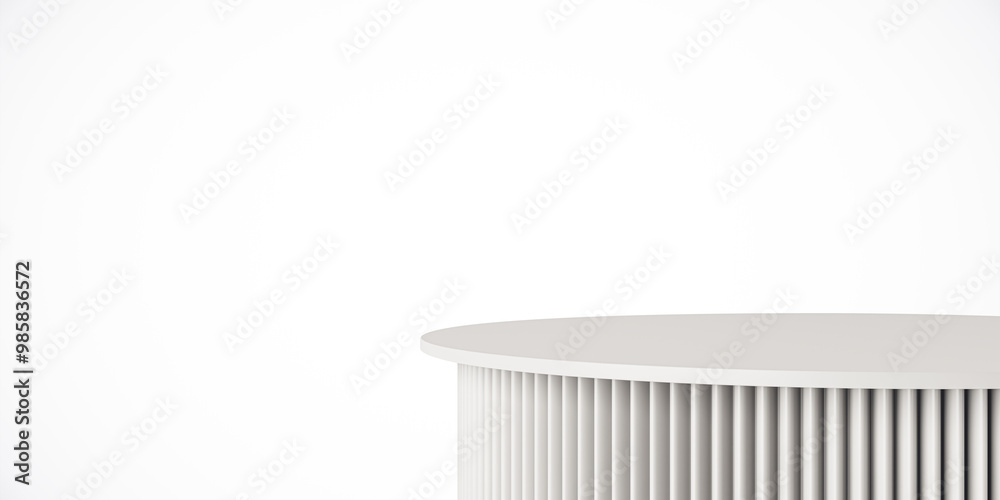 Poster circular white table isolated on a white background. 3d rendering