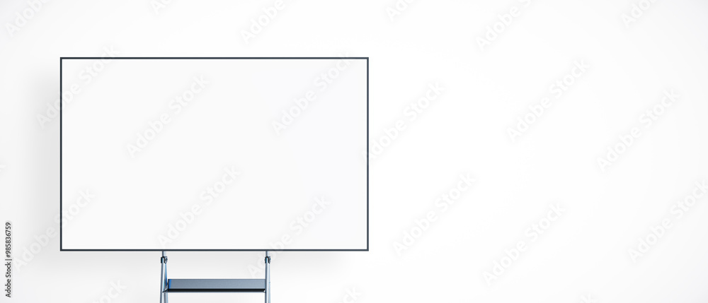 Aufkleber blank whiteboard on a stand with a clean white background. 3d rendering
