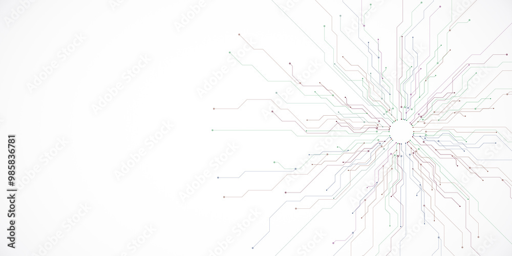 Aufkleber minimalist circuit board design on white background. 3d rendering
