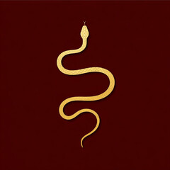 A silhouette of a golden snake on a red background, representing the Lunar New Year concept.