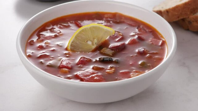 Solyanka is a multi-component filling soup