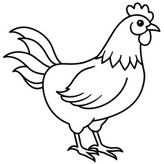 Hen Line Art Vector Illustration