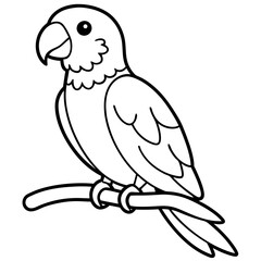 Parrot on a branch line art vector illustration