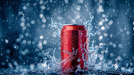 Red beverage can launched into the air