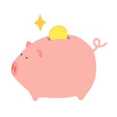 ぶたの貯金箱の手描きイラスト