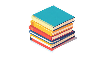 Stack of Colorful Books in Cartoon Style. An illustration of a stack of colorful books in vibrant shades, representing education, knowledge, and learning.