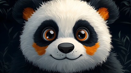 Fototapeta premium Friendly Cartoon Panda Face Icon with Large Expressive Eyes