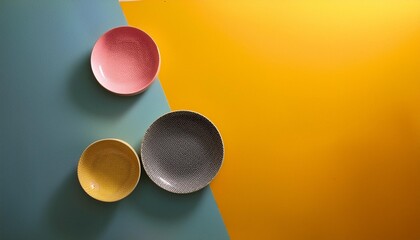 Minimalist compositions with bold colors.