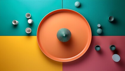 Minimalist compositions with bold colors.