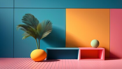 Minimalist compositions with bold colors.